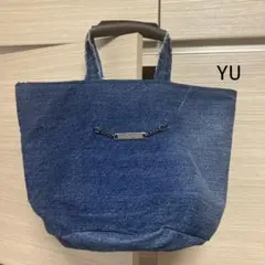 デニムリメイク　バケツトートバッグ（レザーハンドル付き♪）