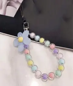 スマホ　ハンド　ストラップ　フラワー　ブレスレット　カラフル　可愛い　韓国