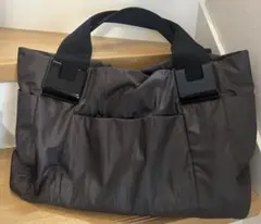 ダークブラウン　A4可　収納大 ナイロン トートバッグ