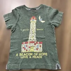 PETIT MAIN Tシャツ 灯台 マリン柄 グリーンのサムネイル