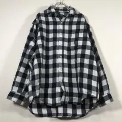 Villand-L カジュアルシャツ　チェック柄　白　黒　『2L』