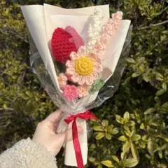 韓国風/枯れない花/モールフラワー/デイジーミニブーケ2点セット