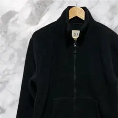 【美品】GAP ギャップ フリースジャケットブラック黒 アウタージップアップ