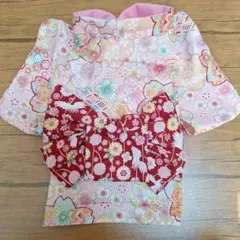 ハンドメイド犬服　着物　晴れ着　ピンク　S