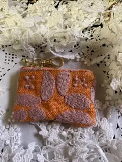 ミナペルホネン　dear（オレンジ） ミニミニポーチ　ハンドメイド♪