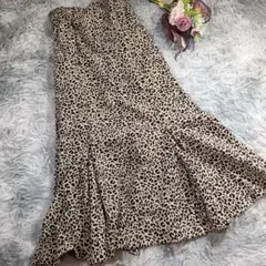 しまむら FLASH BLUE 【L】 美品 ヒョウ柄 ロング フレアスカート