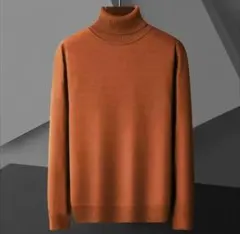 【フォロー割あり】上質ストレッチ タートルネックニット（キャメルブラウン）