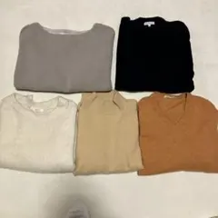美品カシミヤ100% 長袖ニット 5色セット Mサイズ　シンプル　まとめ売り
