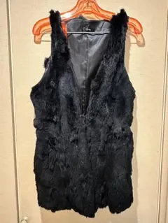 【美品】リエンダ rienda ファーベスト リアルファー ブラック ジレ