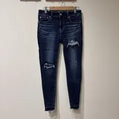 アズールバイマウジーAZULBYMOUSSYクラッシュデニムスキニーパンツS