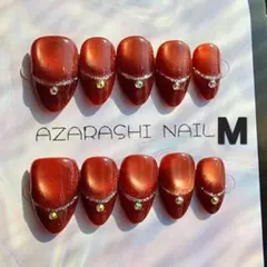 【M-372】レッドマグネットꕤ︎︎ショートアーモンドꕤ︎︎Mサイズ