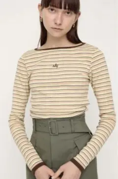 SLY ストライプ長袖薄手ニット