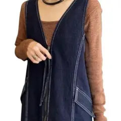 ADAM ET ROPE デニムジャンパースカート 2WAY 前開き ジレ F