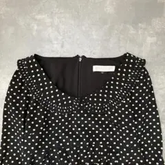 90 マーキュリデュオ　ドット　ブラウス　シャツ　チュニック　長袖　プリーツ