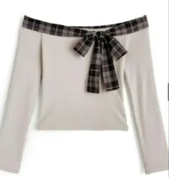 新品グレイル！リボンオフショルダー ベージュ ニット 長袖