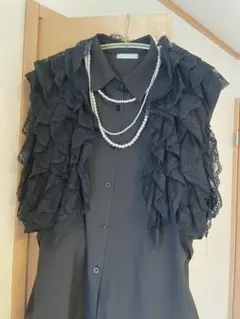 美品✨結婚式　お呼ばれ　パーティー　黒　レースボレロ　袖なし　フォーマル　発表会