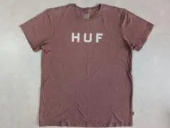 HUF ハフ ビッグロゴ Tシャツ M くすみピンク 半袖 古着