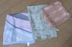 シルク　絹　スカーフ　ショール　　計3点　美品