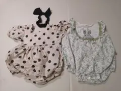 ロンパース2枚セット 80cm 水玉・花柄　西松屋　赤ちゃん本舗