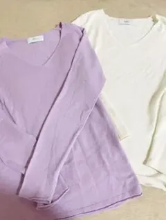 AZULのVネックニットセーター(白色のみ)