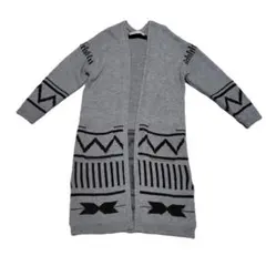 Ray Cassin 幾何学模様　ロングカーディガン グレー