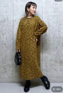 LOWRYS FARM ローリーズファーム　ニットワンピース　ロング　襟付き