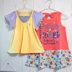 新品タグ付き☆ティンカーベル フリルタンクトップ＆tシャツセット〚90〛子ども服
