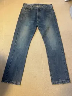 EXPANSION ダメージ加工 ダークブルー ストレートジーンズ