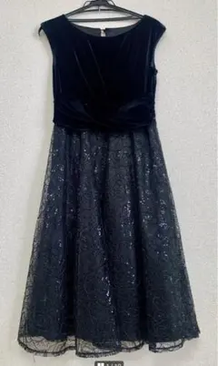 ブラックベルベット・レースドレス