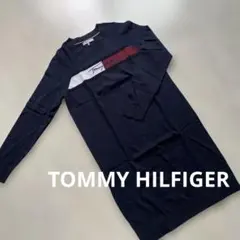 TOMMY HILFIGER ロゴ刺繍 長袖ニット ネイビーのサムネイル