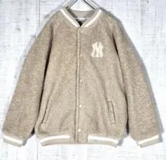 希少 MLB NY ニューヨークヤンキース ボア スタジャン ブルゾン ベージュ