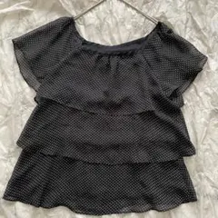 【KLEINPLUS】フリルブラウス　シアーカットソー　サイズ38 ドットのサムネイル