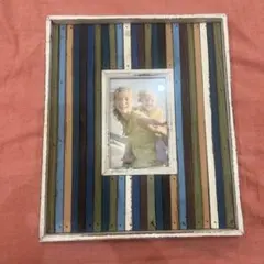 マルチカラーストライプフォトフレーム　アンティーク　写真立て　ヴィンテージ