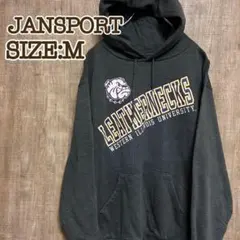 JANSPORT 簡約連帽衫 灰色 M 學院風標誌