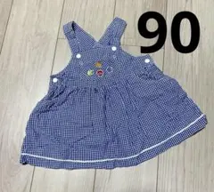 美品　familiar チェックジャンパースカート　ワンピース　90