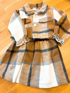 SHEIN ジャケットとチェック柄ワンピース のセット12-18M