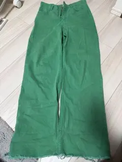 ZARA デニムパンツ ワイド グリーン