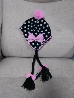 水玉模様ニット帽 フリーサイズ