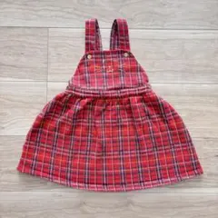 【PETIT BATEAU】赤チェックジャンバースカート（24m/86㎝）