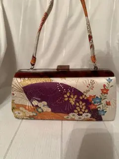 和装用クラッチバッグ 花柄 紫 オレンジ