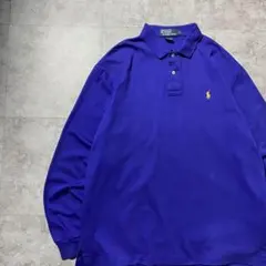 90s ポロバイラルフローレン 刺繍ワンポイント　ポニー　茄子紺　ポロシャツ