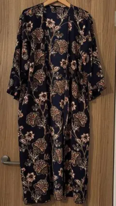 花柄 ペイズリー柄 ネイビー 八分袖 カーディガン ヒラヒラ