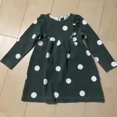 ZARA 緑　グリーン　水玉　フリル　ドレス 100 ワンピース　ワンピ　長袖
