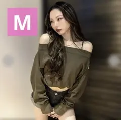 shoko アベイル　コラボ　オフショルダープルオーバー　カーキ　Mサイズ