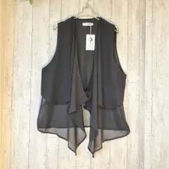 シフォンオープンフロントベスト ブラック