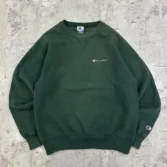 90s USA製　Champion　クルーネックスウェット　M　グリーン　古着