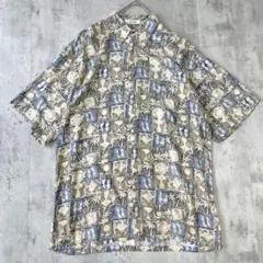 90s Pierre Cardin 総柄 レーヨン100% 半袖シャツ Mのサムネイル
