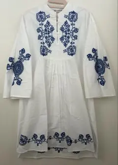 【新品タグ付き】ZARAチュニック シャツ 刺繍ワンピース ボタニカル フラワS