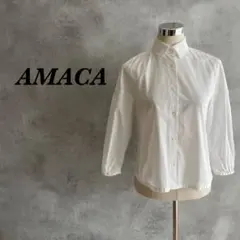 AMACA アマカ シャツ ブラウス パフスリーブ 38 ホワイト 374
