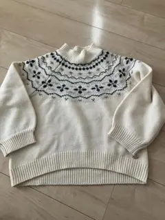 アイボリー ノルディック柄 ニットセーター